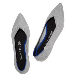 Rothy's The Point Birdseye Light Grey Flax Comfort Flats Retired Color Size 6